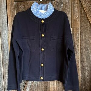 Classic Navy Blazer with Gold Accents